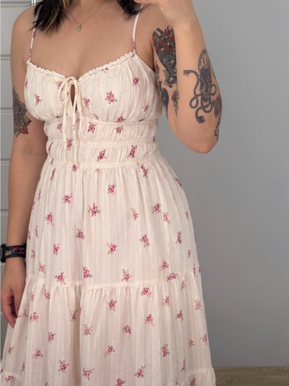 White Floral Tiered Maxi Dress